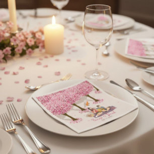 Personalized Cherry Blossom Picnic Napkins