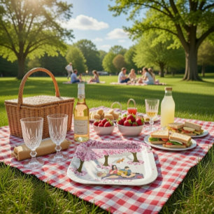Personalized Cherry Blossom Picnic Square  Paper Plate