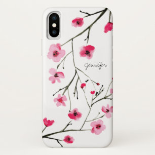 Personalized Cherry Blossom watercolor Case-Mate iPhone Case
