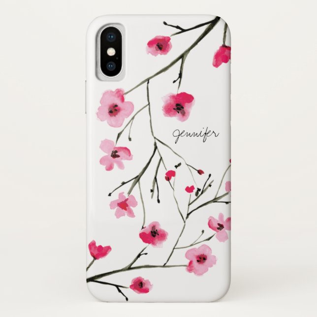Personalized Cherry Blossom watercolor Case-Mate iPhone Case (Back)