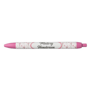 Personalized Cherry Blossoms Black Ink Pen