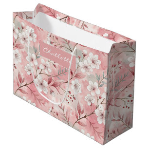 Personalized cherry blossoms large gift bag