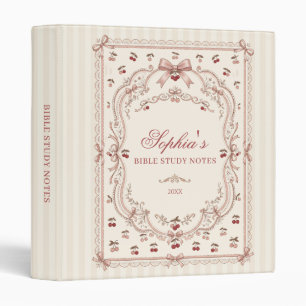 Personalized Cherry Bow Bible Study  Binder
