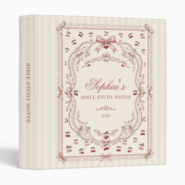 Personalized Cherry Bow Bible Study  Binder (Front/Spine)