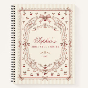 Personalized Cherry Bow Bible Study Notebook