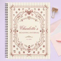 Personalized Cherry Bow Book Lover Reading Journal