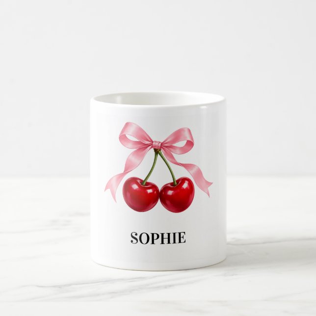 Personalized Cherry Bow Coffee Mug (Center)