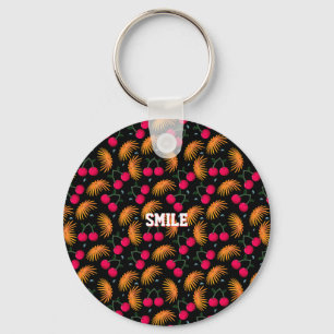 Personalized cherry floral pattern gift keychain