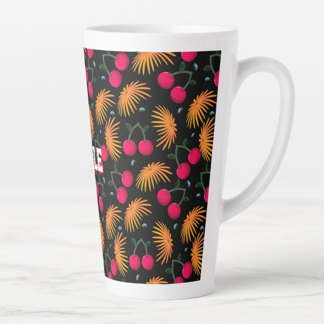 Personalized cherry floral pattern gift  latte mug (Right)