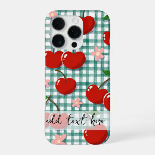Personalized Cherry on Green Gingham Phone Case – 