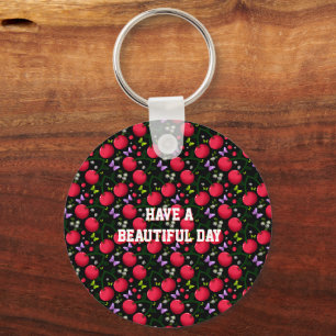Personalized cherry pattern keychain