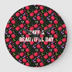 Personalized cherry pattern large clock