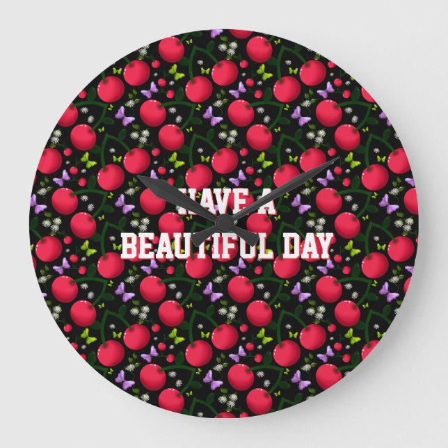 Personalized cherry pattern  large clock (Front)