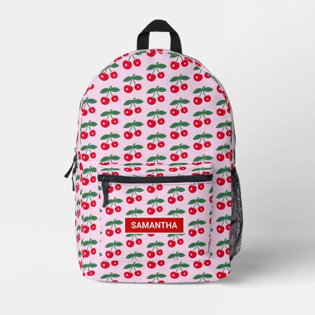 Personalized Cherry Pattern Printed Backpack (Front)