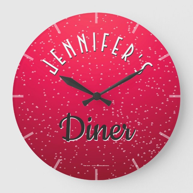 Personalized Cherry Soda Retro Diner Clock (Front)