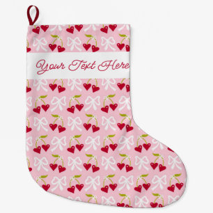 Personalized Cherry Sweet Preppy Teen Kids Girl Large Christmas Stocking