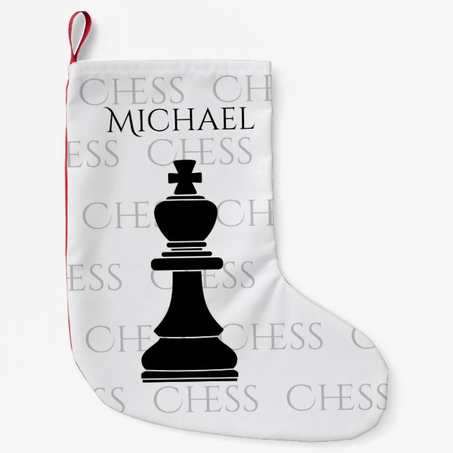 Personalized Chess King Classic Piece Modern Small Christmas Stocking (Front)