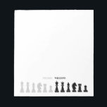 Personalized Chess Piece Black White  Notepad<br><div class="desc">Classic black and white chess notepad for chess lovers,  featuring chess figures in a geometric pattern. Modern chess pieces design</div>