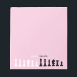 Personalized Chess Piece Pink Notepad<br><div class="desc">Classic black and white chess notepad for chess lovers,  featuring chess figures in a geometric pattern. Modern chess pieces design</div>