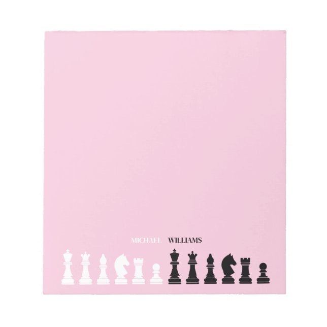 Personalized Chess Piece Pink Notepad (Front)