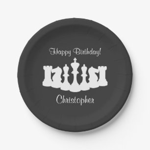 Personalized Chess Pieces Birthday Paper Plate