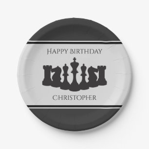 Personalized Chess Pieces Chess King Birthday Paper Plate