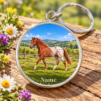 Personalized Chestnut Appaloosa Spring Meadow Keychain