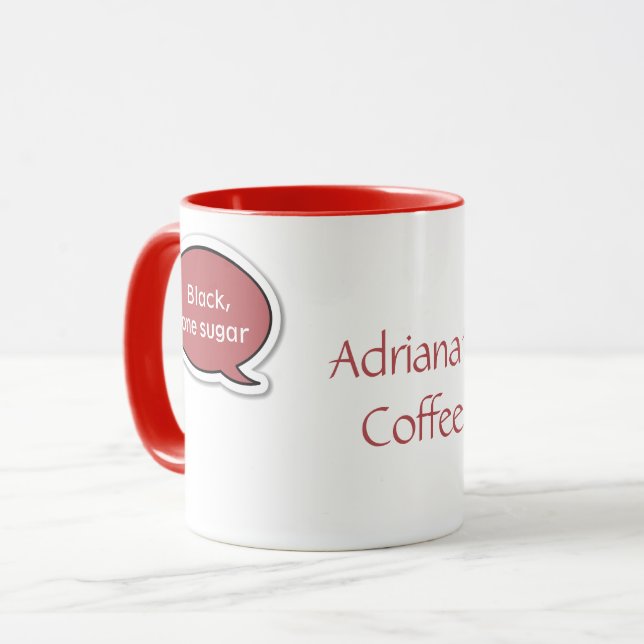Personalized Chestnut Red Speech Bubble Coffee Mug (Front Left)