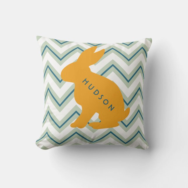 Personalized Chevron Animal Nursery Set of 4 Bunny Throw Pillow (Front)