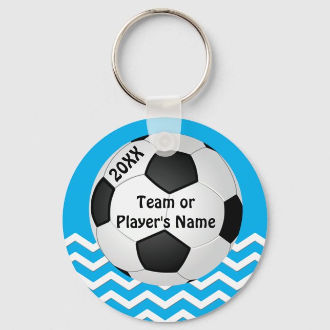 Personalized Chevron Cheap Soccer Gifts for Girls Keychain (Front)