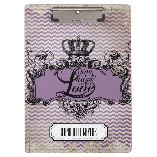 Personalized Chevron  Live Laugh Love Clipboard (Front)