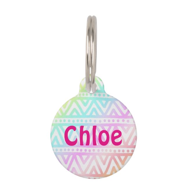 Personalized Chevron Multi Colour Pet ID Tag (Front)