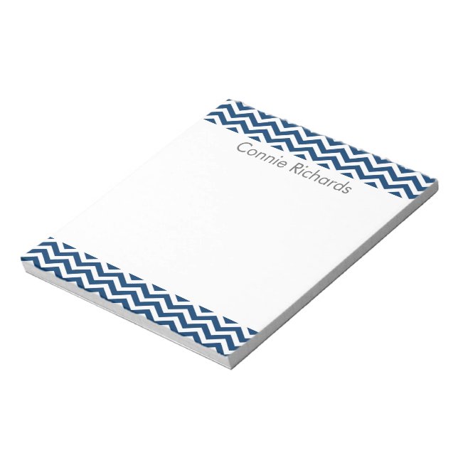 Personalized Chevron Notepad - navy (Rotated)
