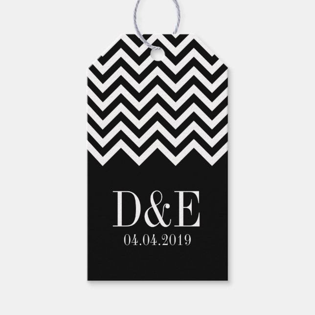 Personalized chevron print wedding favour gift tag (Front)