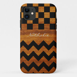 personalized chevron & squares iPhone 11 case