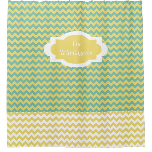 Personalized Chevron Stripe Shower Curtain (Front)