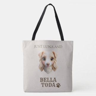 Personalized Chibi Dog & Owner Name Tote Bag