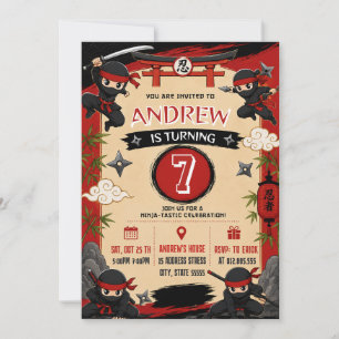 Personalized Chibi Ninja Birthday Invitation