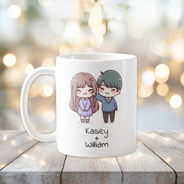 Personalized Chibi-Style Couple  Coffee Mug (Personalized Chibi-Style Couple Mug)