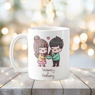 Personalized Chibi-Style Dumpling Couple Coffee Mug