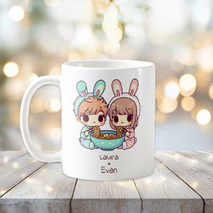 Personalized Chibi-Style Ramen Couple  Coffee Mug