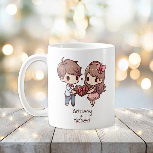 Personalized Chibi-Style Valentine Couple  Coffee Mug