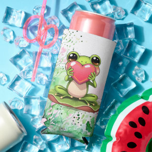 Personalized Chibi Toad in Pink and Green Seltzer Can Cooler