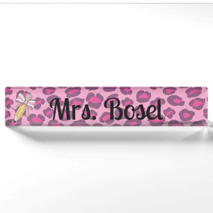 Personalized Chic Animal Print with Bow Accent Nameplate