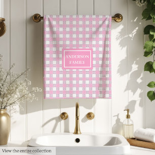 Personalized Chic Bath Towels Soft Pink Tartan Set
