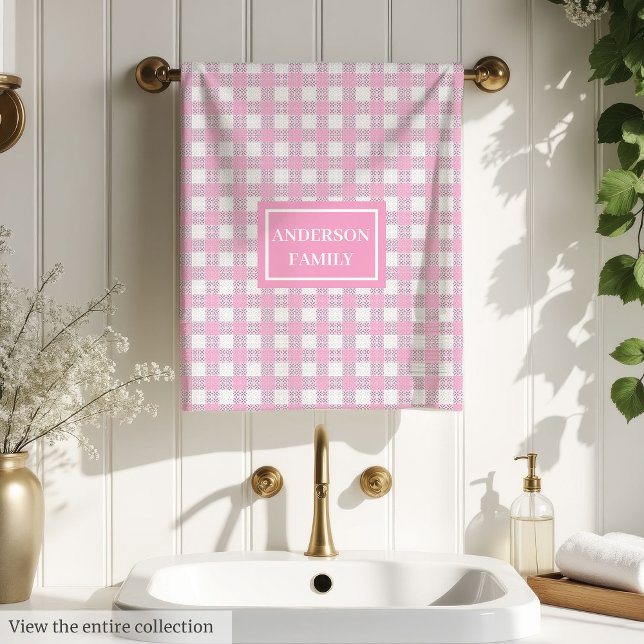 Personalized Chic Bath Towels Soft Pink Tartan Set (Personalized Chic Bath Towels Soft Pink Tartan Set)
