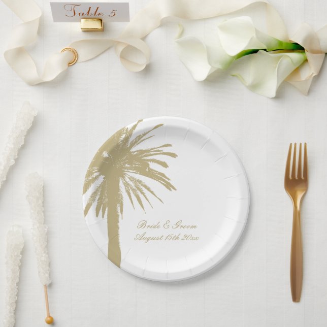 Personalized chic beach wedding paper party plates (Wedding)