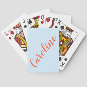 Personalized Chic Calligraphy Name Blue Orange Playing Cards