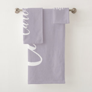 Personalized Chic Calligraphy Name Dusty Lilac Bath Towel Set