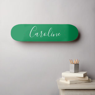 Personalized Chic Calligraphy Name Kelly Green Skateboard
